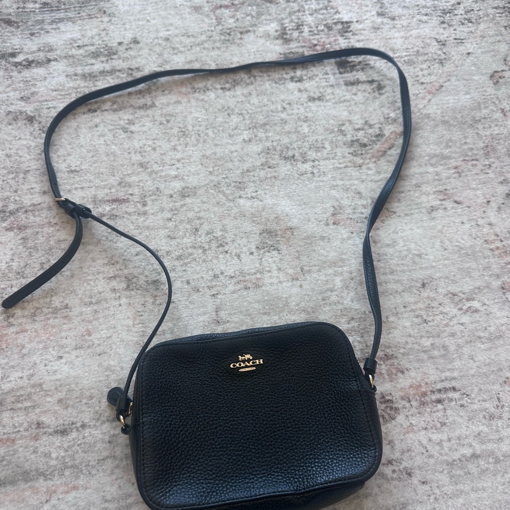 Coach Pebbled Leather Black Crossbody Bag